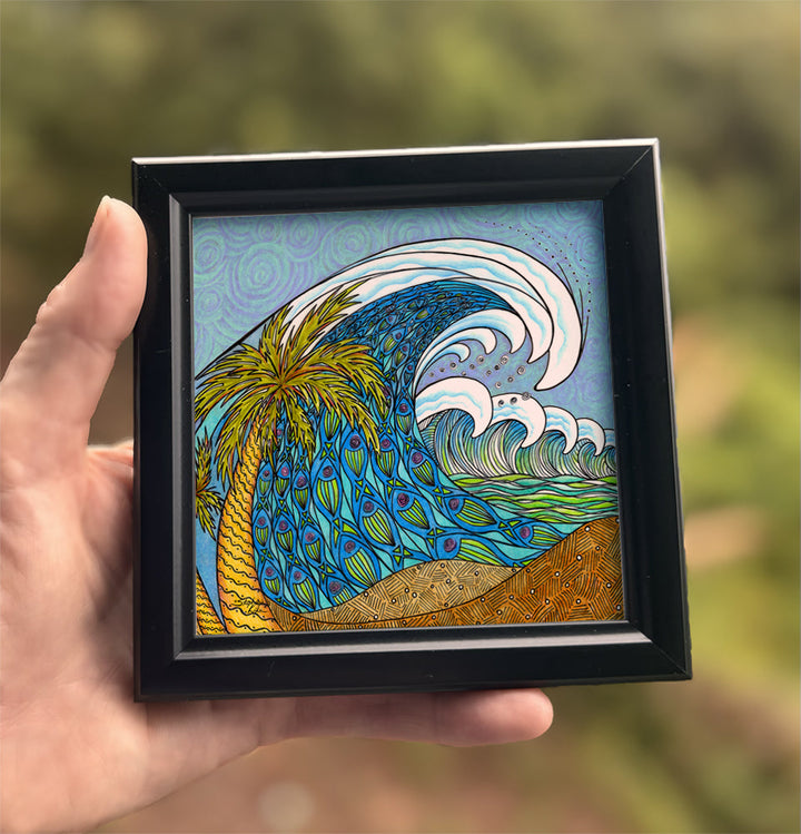 Palm Tree and Waves Framed Art
