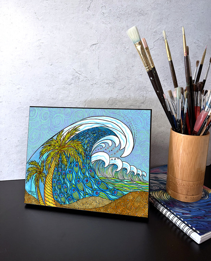 Palm Tree and Waves Wall Art Panel