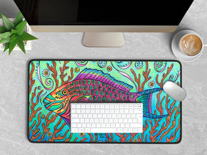 Parrot Fish Desk Mat