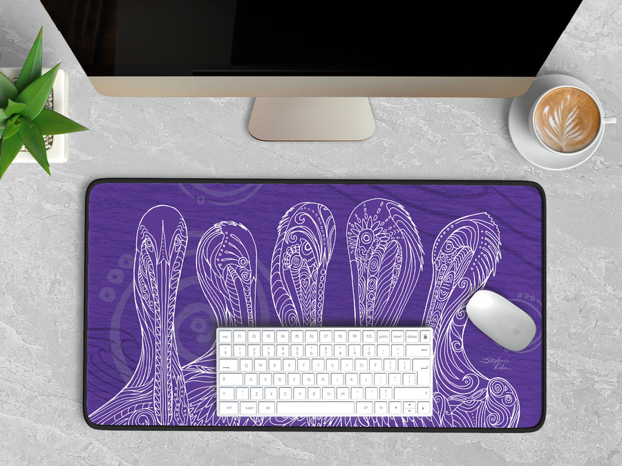 Purple Pelican Party Desk Mat