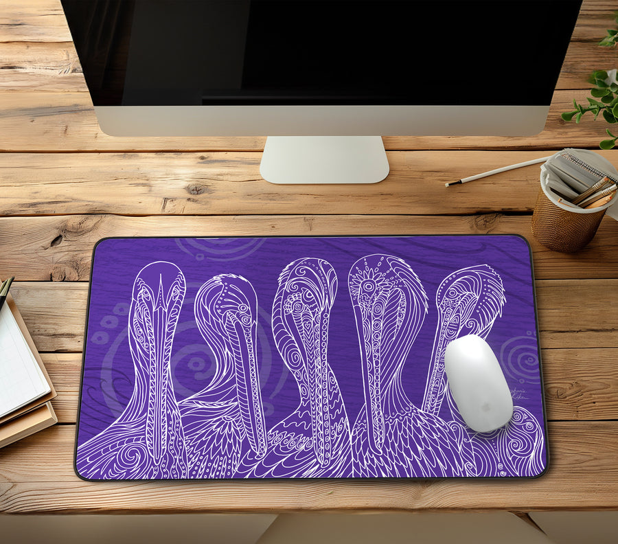 Purple Pelican Party Desk Mat