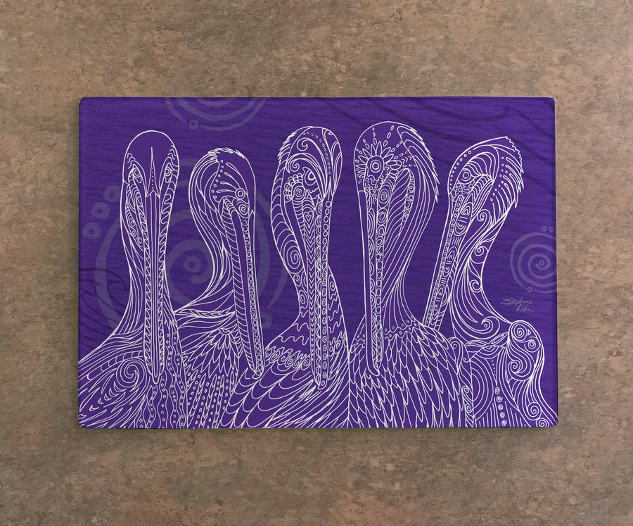 Purple Pelican Party Cutting Board