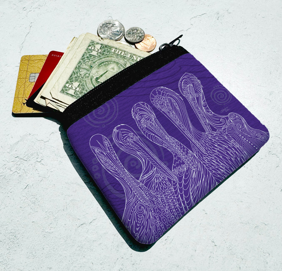 Purple Pelican Party Coin Bag
