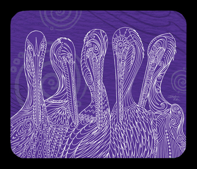 Purple Pelican Party Mousepad