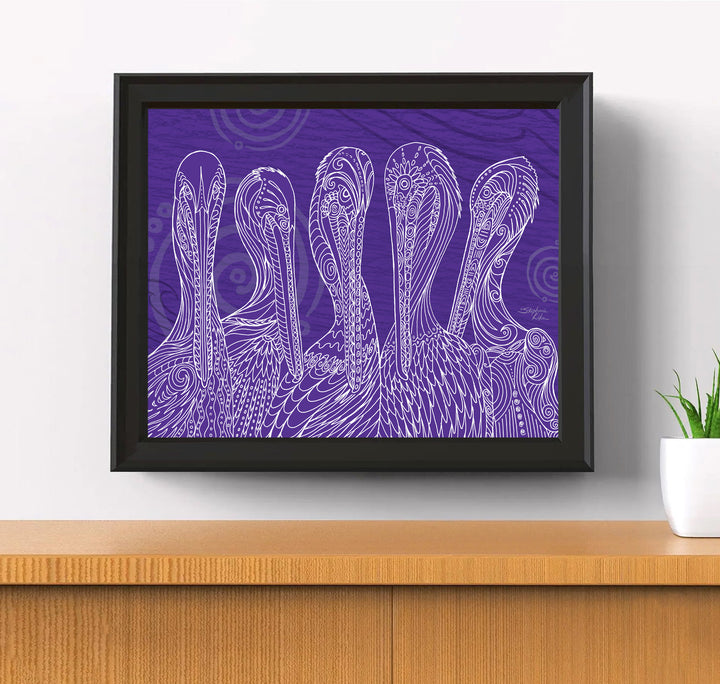 Purple Pelican Party Print