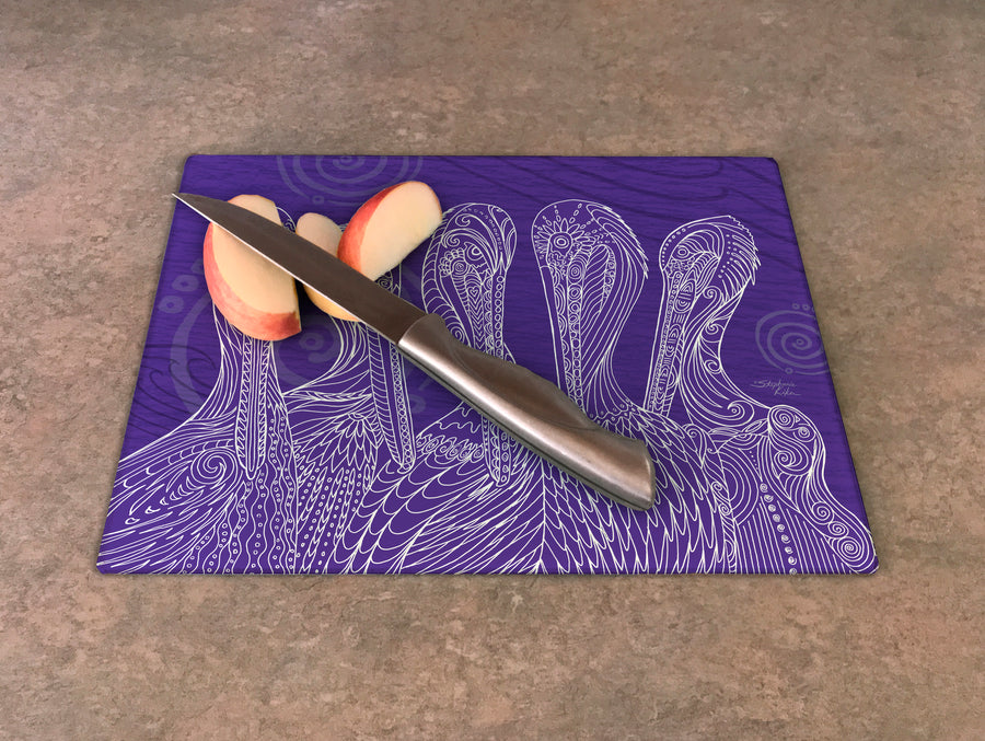 Purple Pelican Party Cutting Board