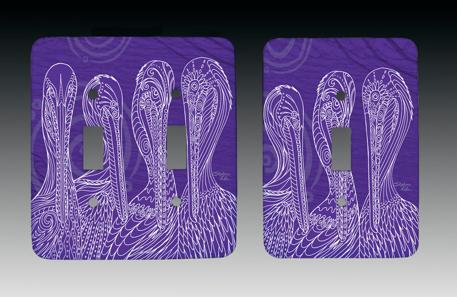 Purple Pelican Party Light Switch Cover