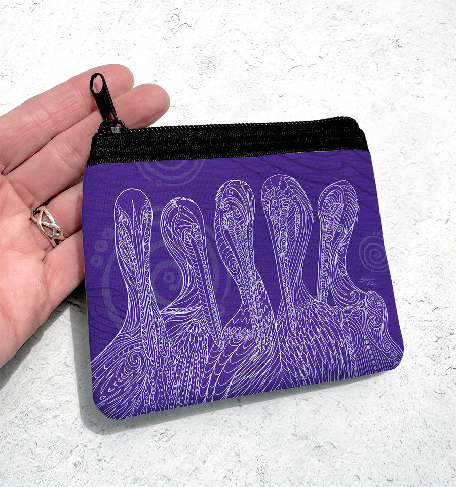 Purple Pelican Party Coin Bag