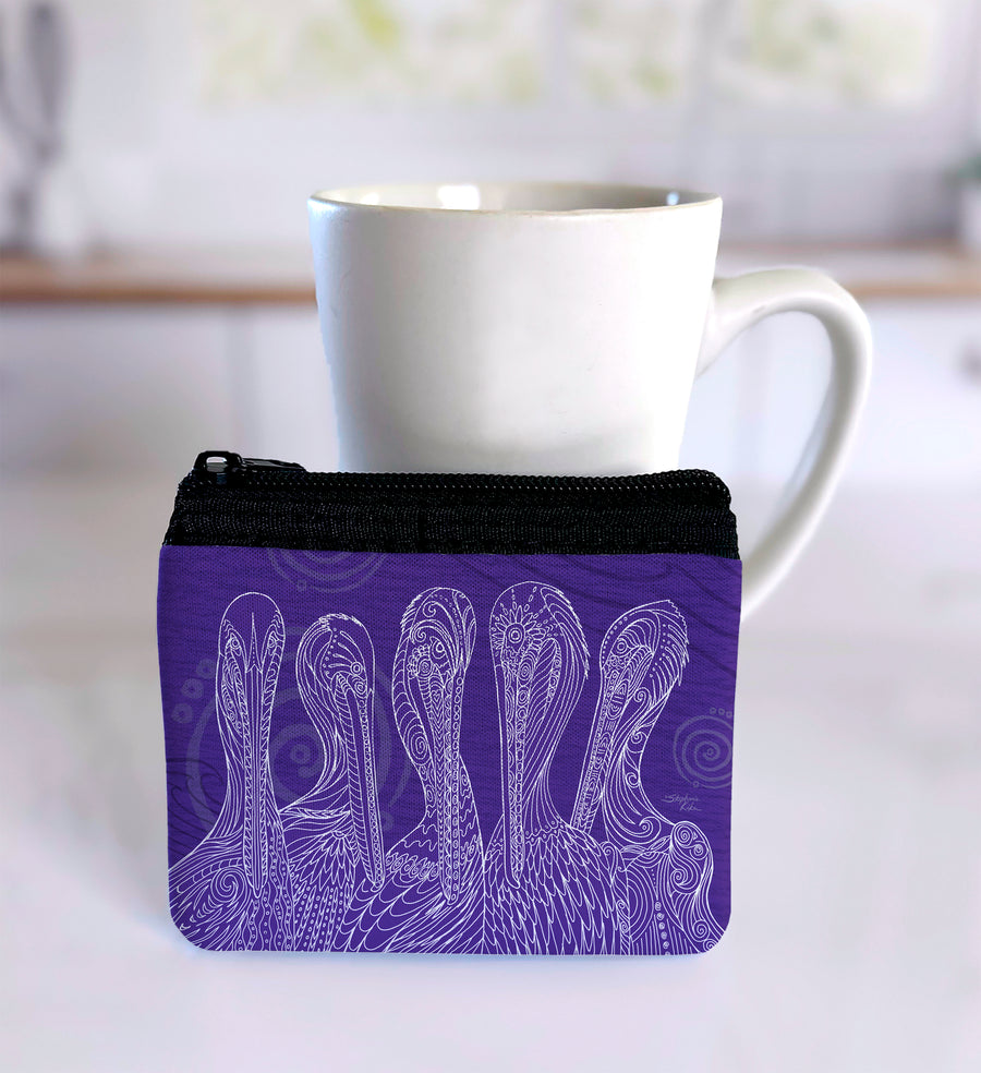 Purple Pelican Party Coin Bag