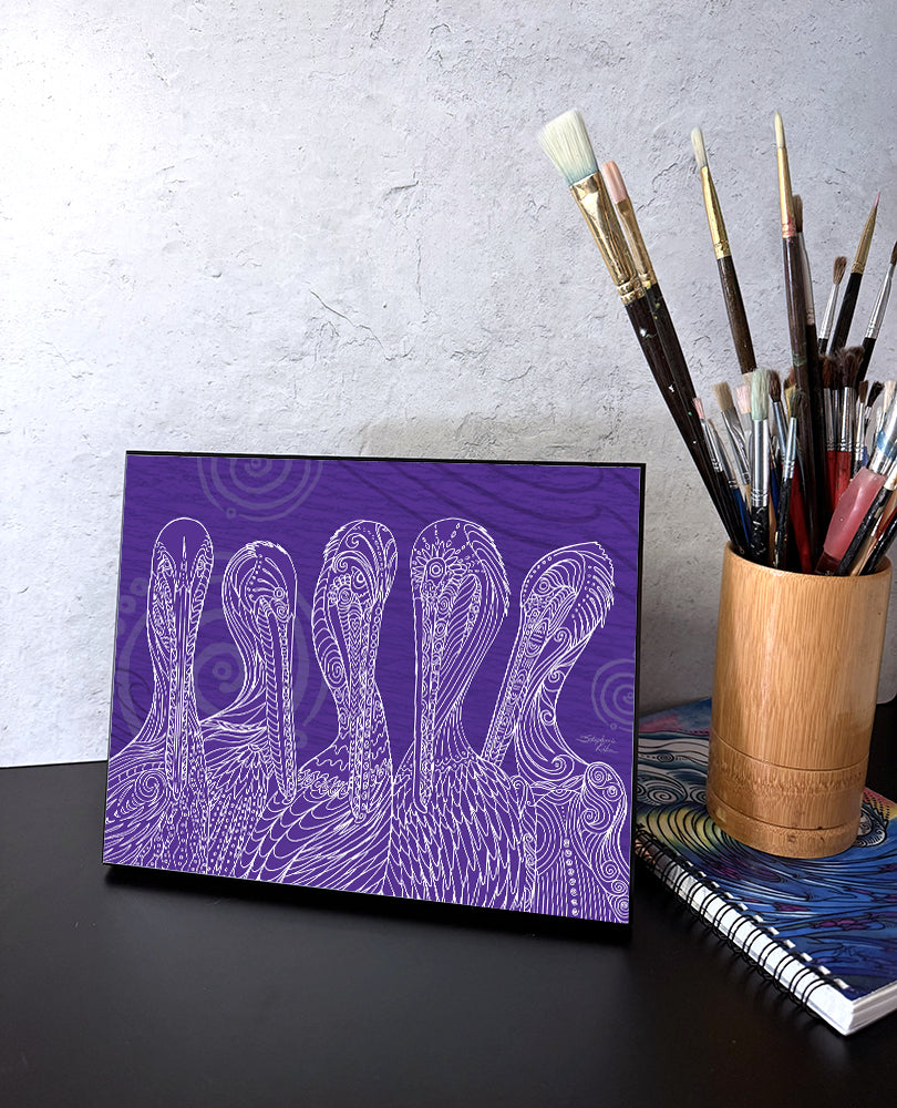 Purple Pelican Party Wall Art Panel