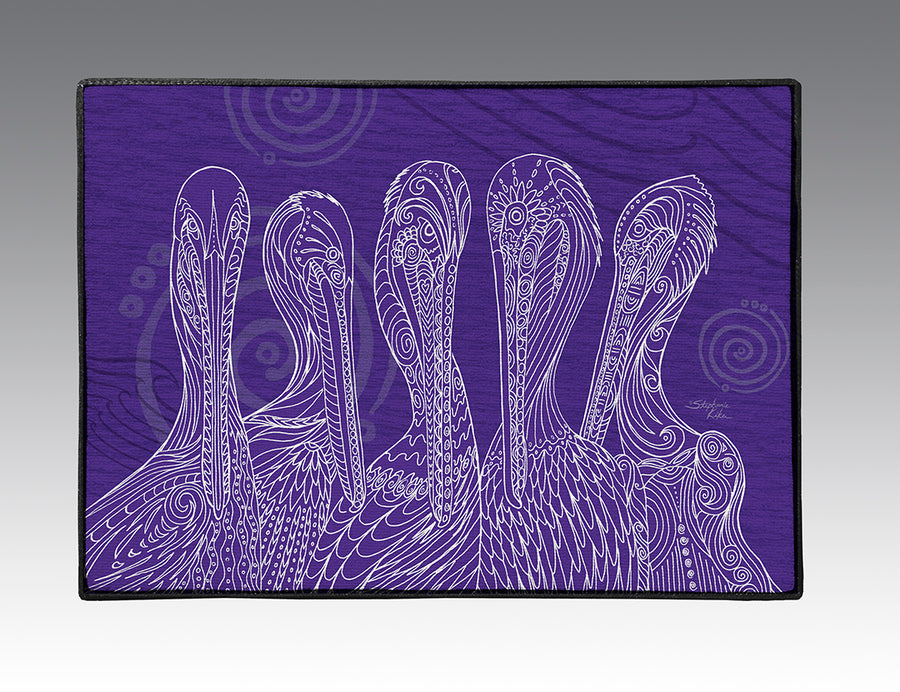 Purple Pelican Party Door Mat