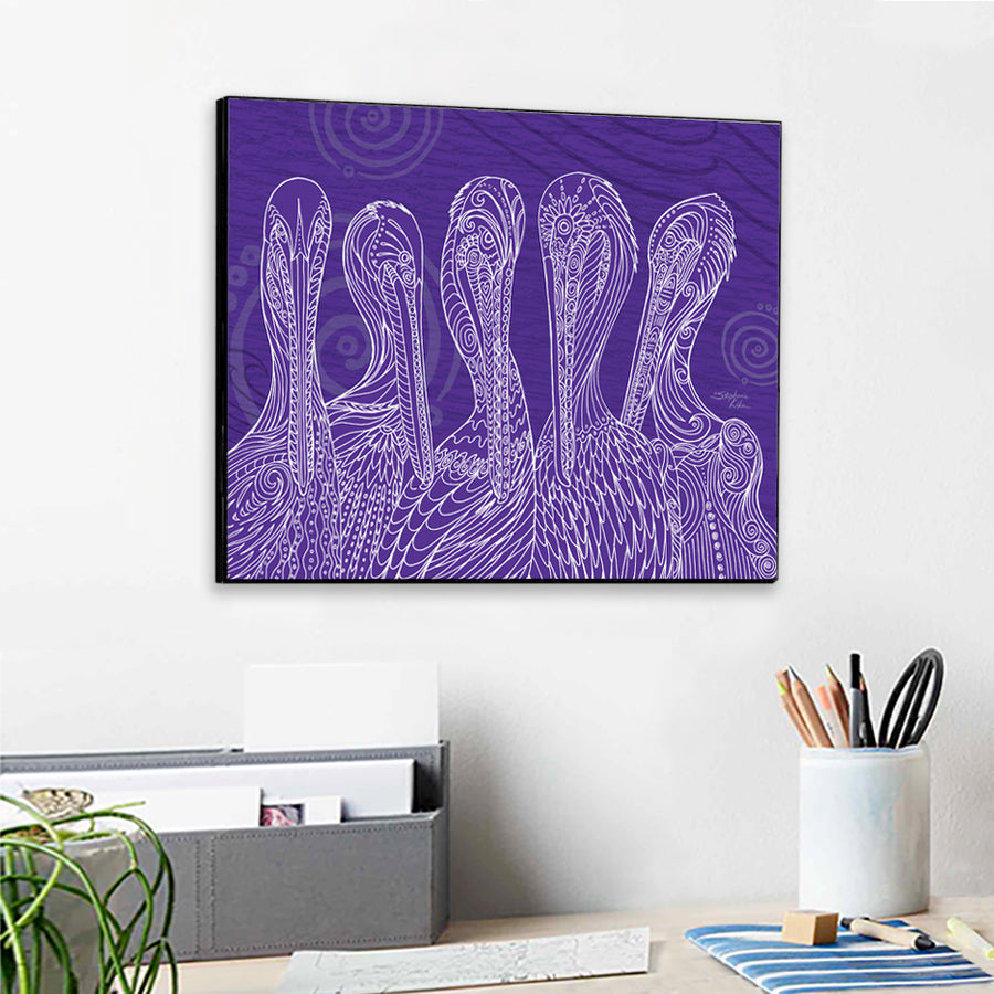 Purple Pelican Party Wall Art Panel