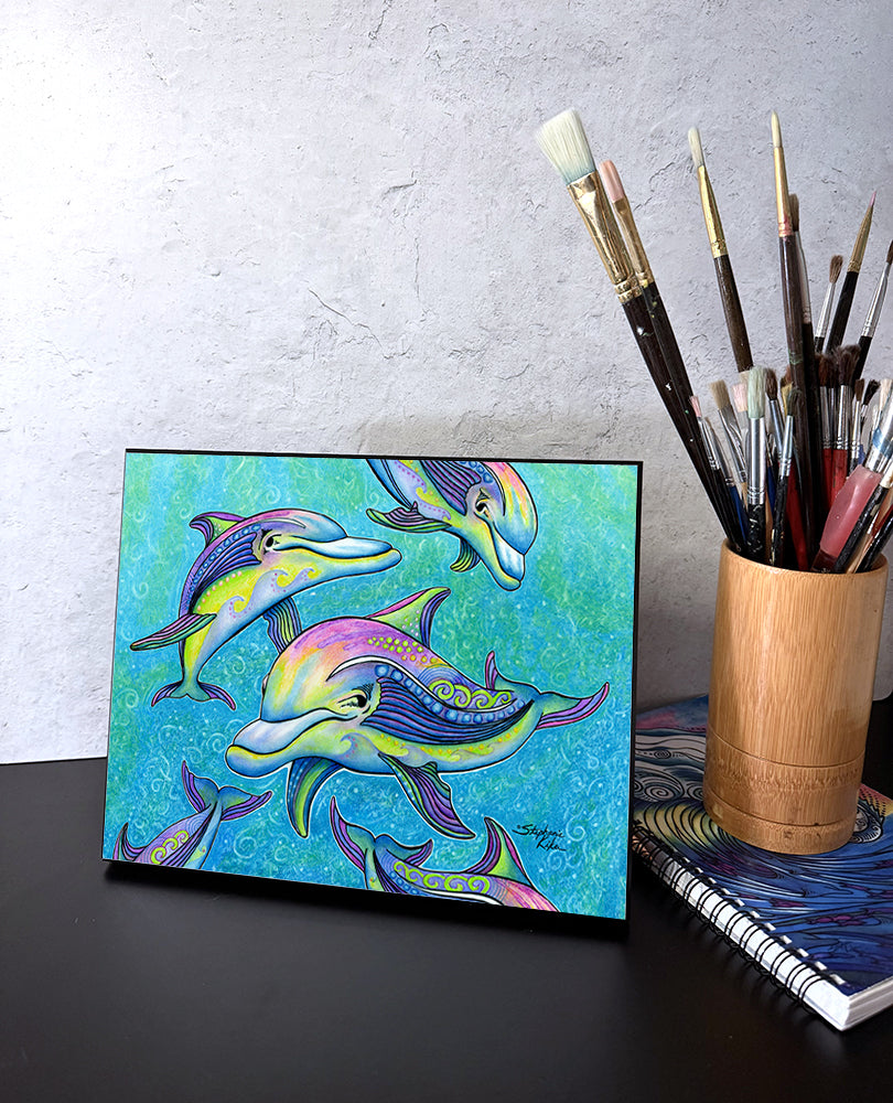 Rainbow Dolphins Wall Art Panel