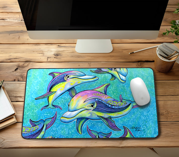 Rainbow Dolphin Desk Mat