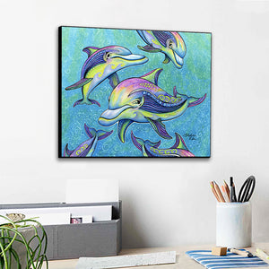 Rainbow Dolphins Wall Art Panel