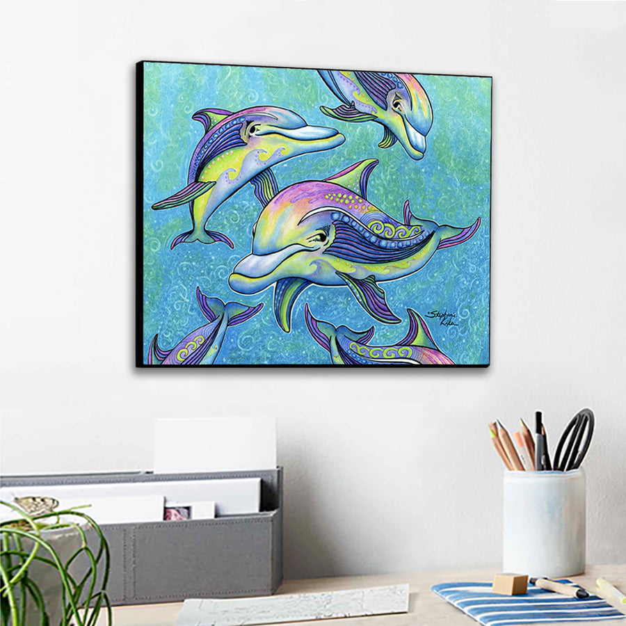 Rainbow Dolphins Wall Art Panel