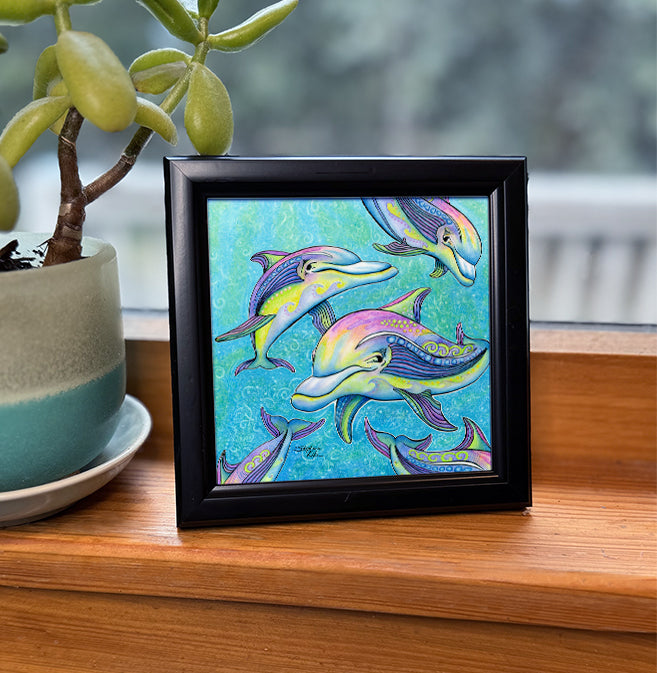 Rainbow Dolphin Framed Art