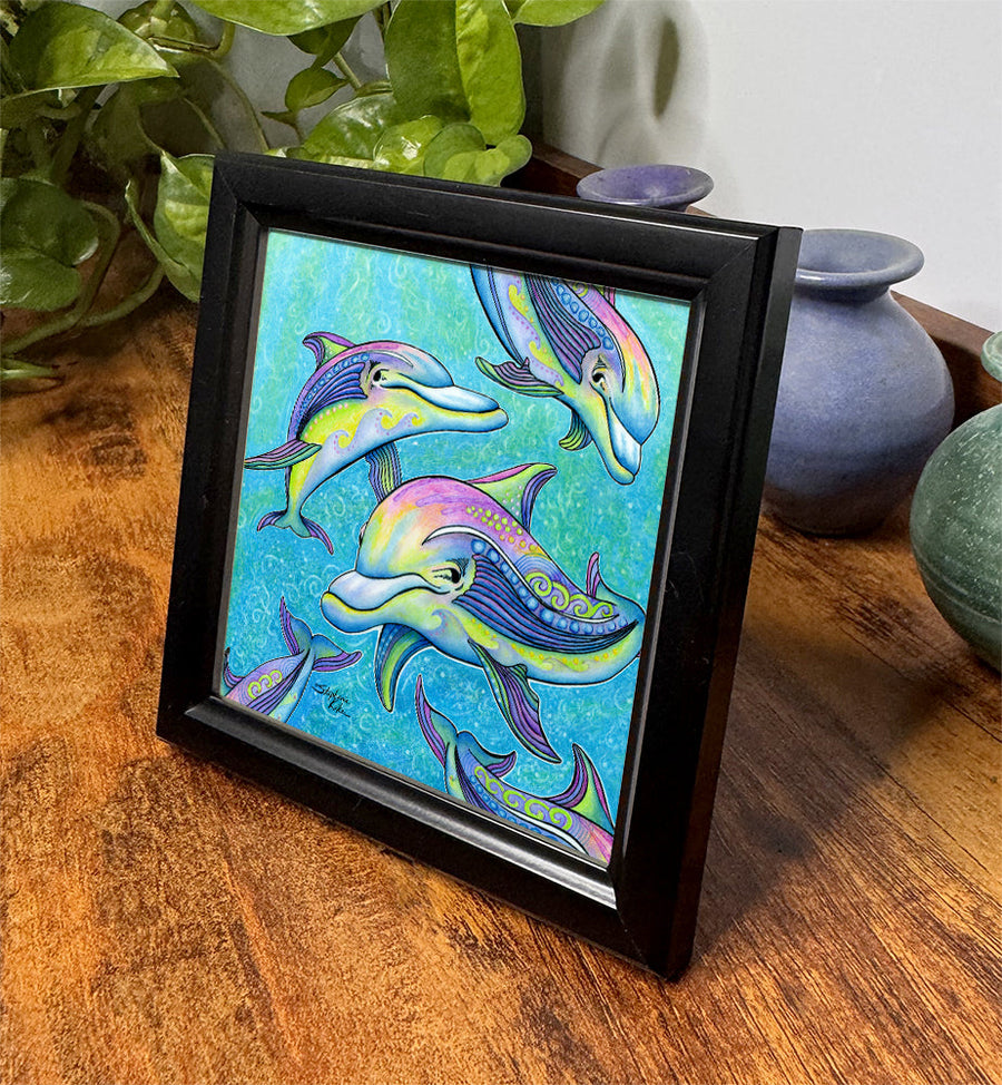 Rainbow Dolphin Framed Art