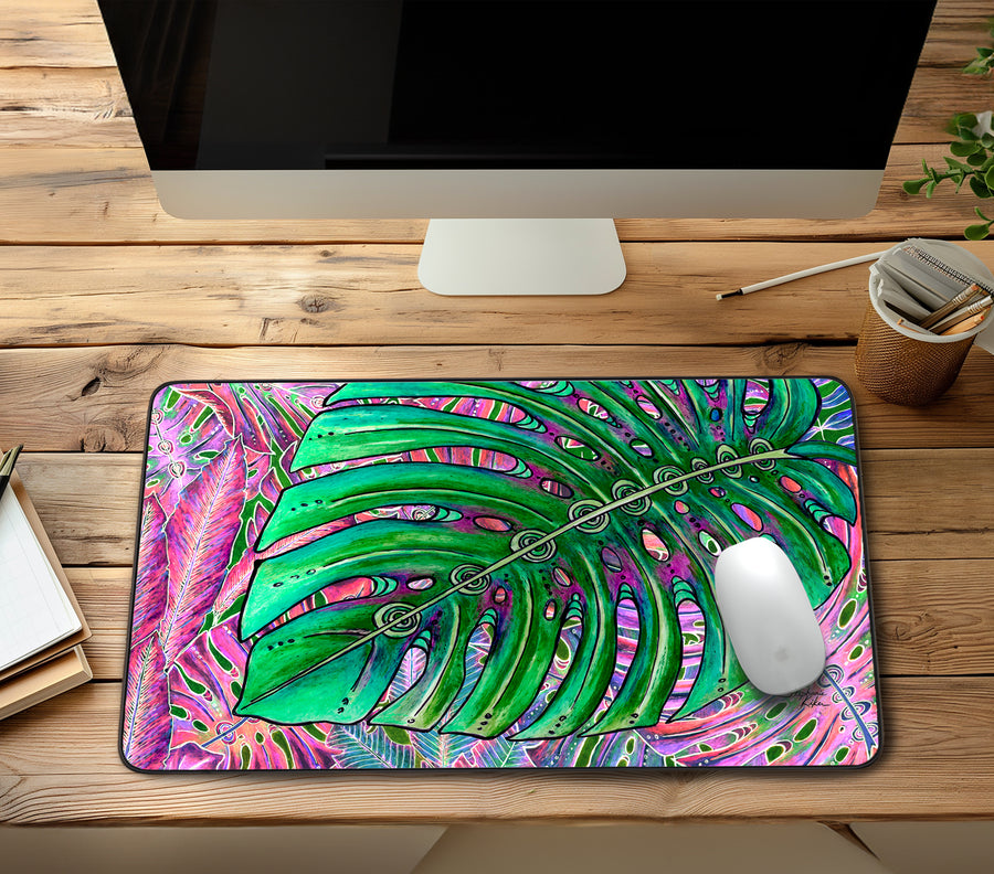 Single Monstera Desk Mat