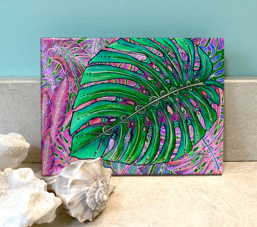 Single Monstera Ceramic Tile