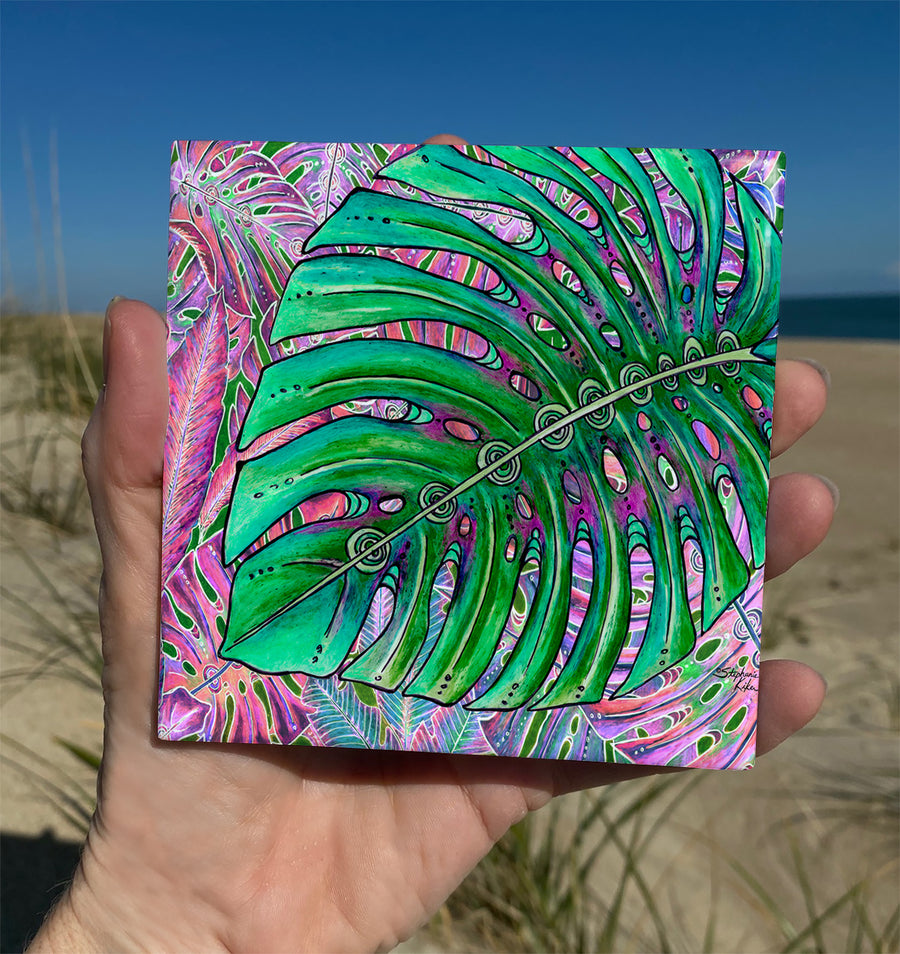 Single Monstera Ceramic Tile