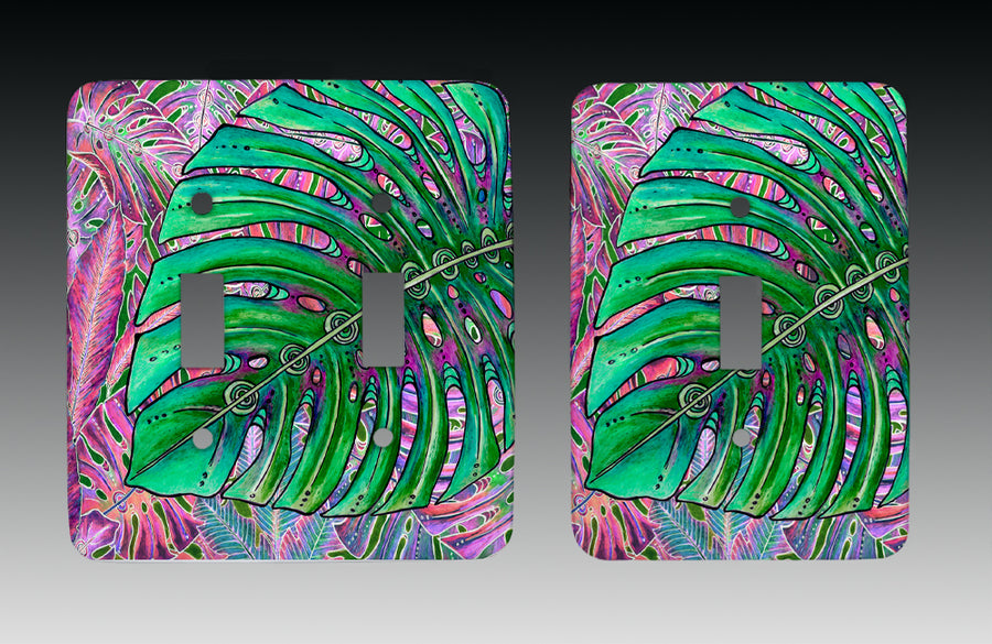 Single Monstera Light Switch Cover