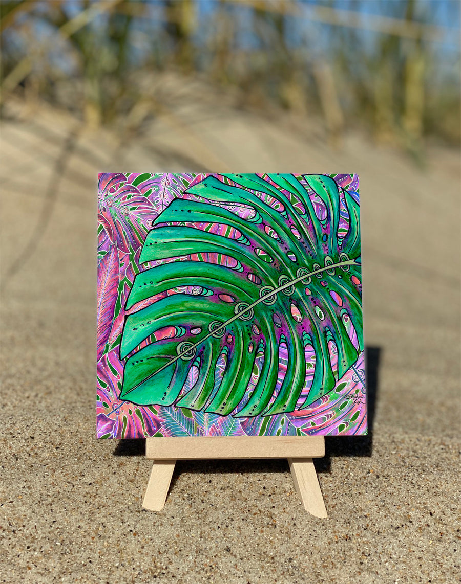 Single Monstera Ceramic Tile