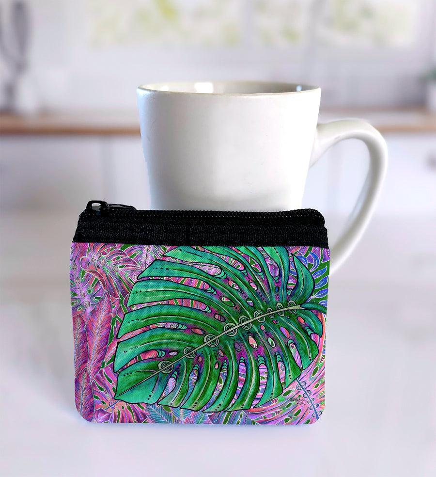 Single Monstera Coin Bag