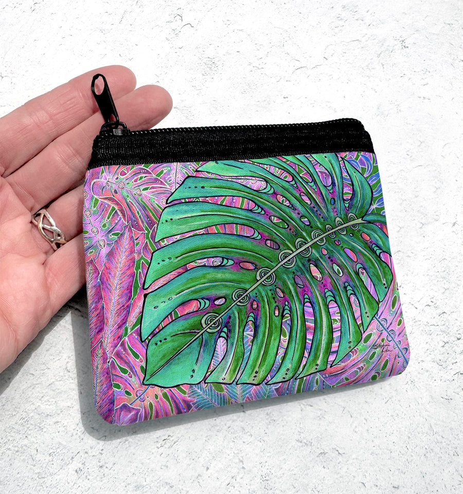 Single Monstera Coin Bag