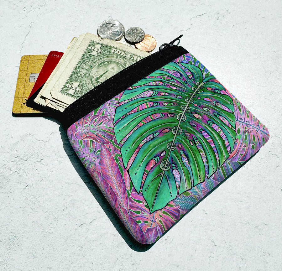 Single Monstera Coin Bag