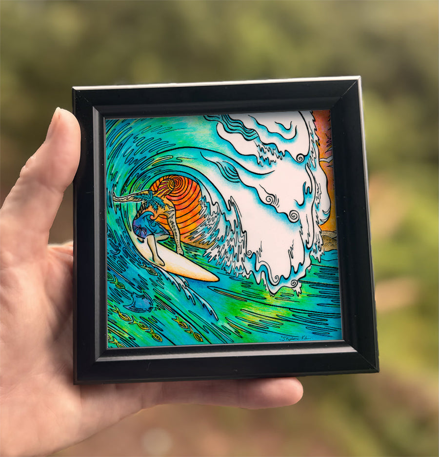 Sunset Surfer Framed Art