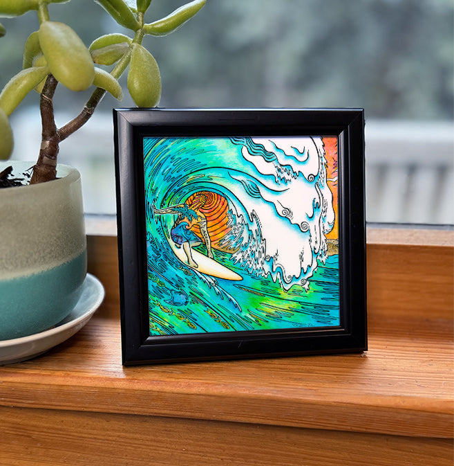 Sunset Surfer Framed Art