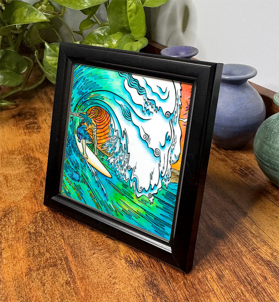 Sunset Surfer Framed Art