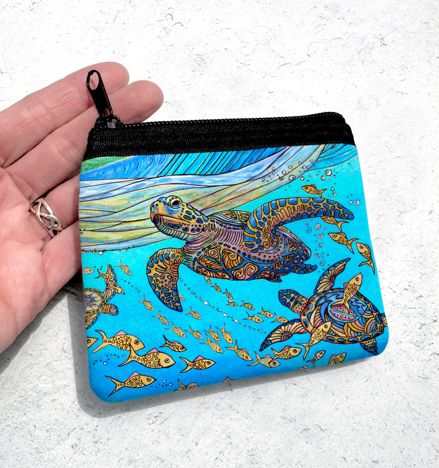 Turtles Under the Wave Coin Bag