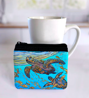 Turtles Under the Wave Coin Bag