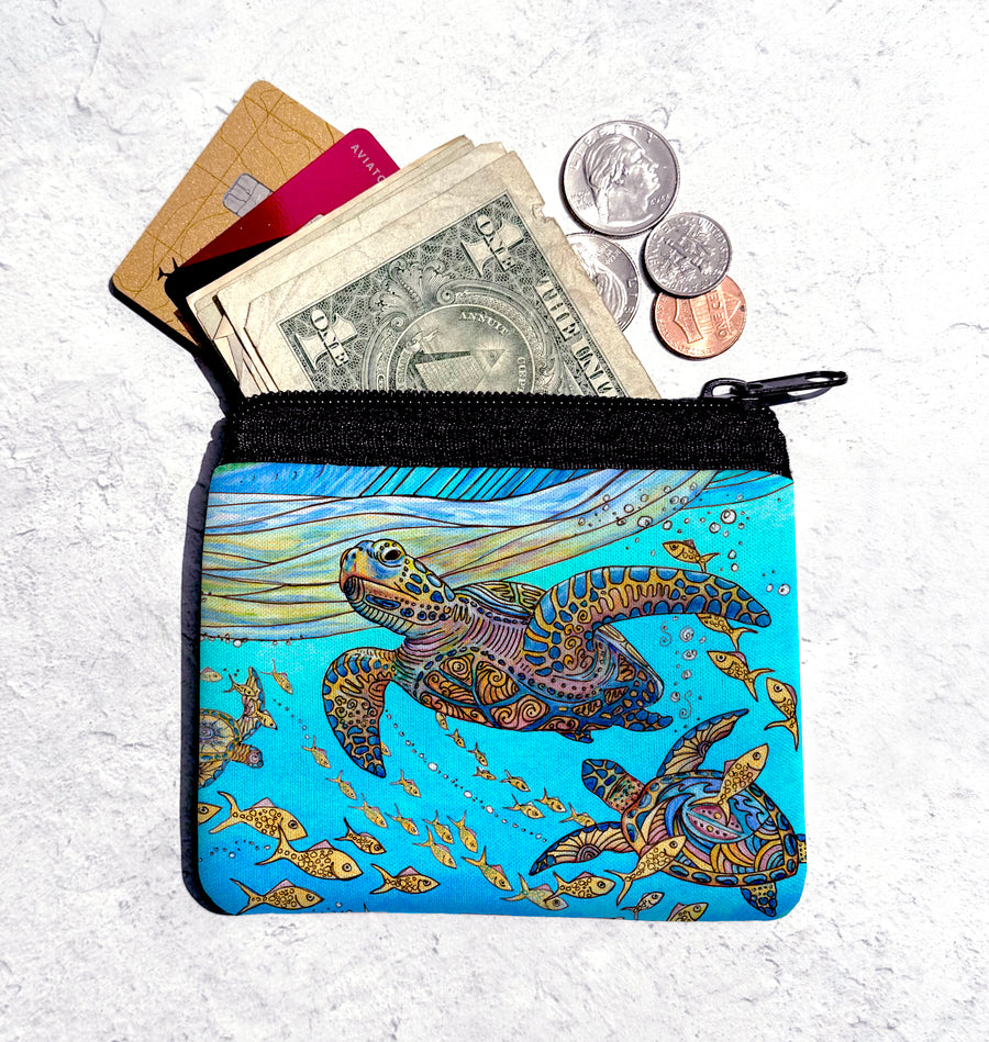 Turtles Under the Wave Coin Bag