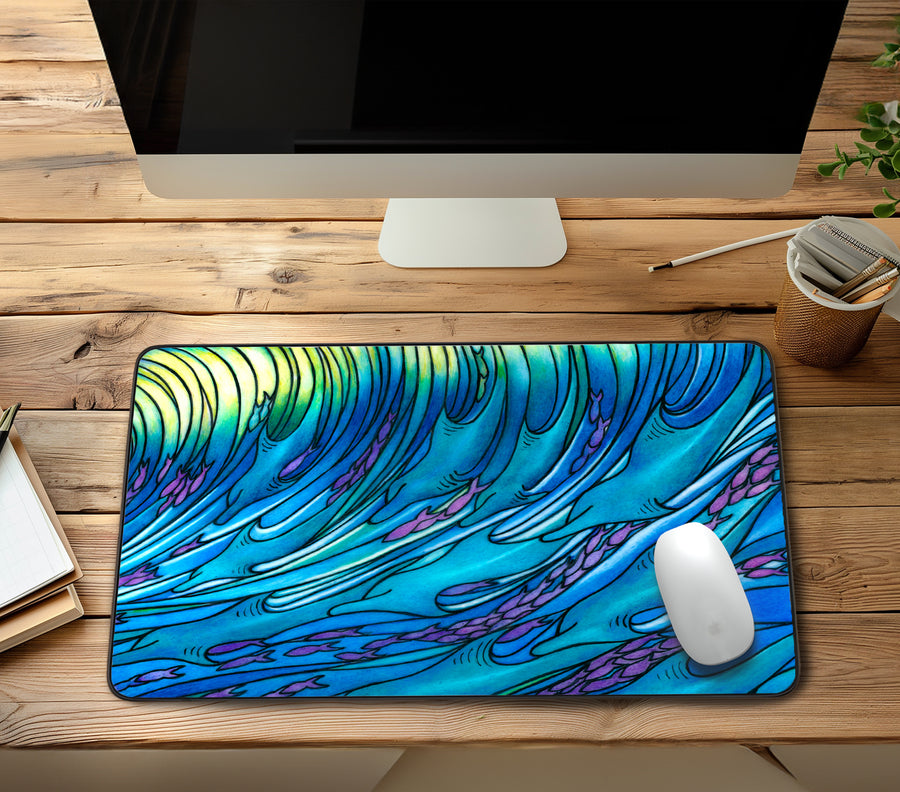 Waves of the Dolphin Desk Mat