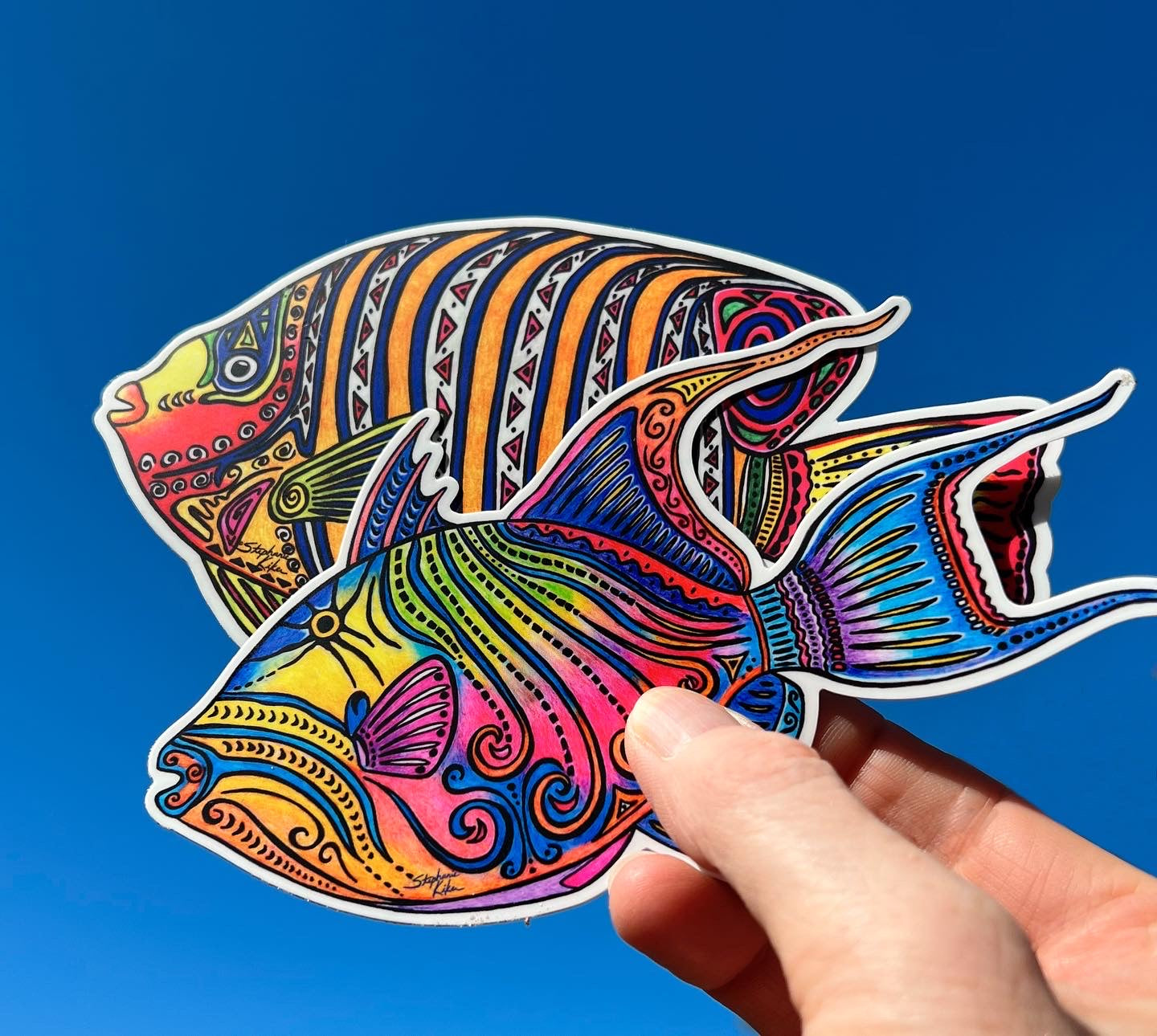 Fish God Design Sticker Angel Fish Sticker – Stephanie Kiker Designs