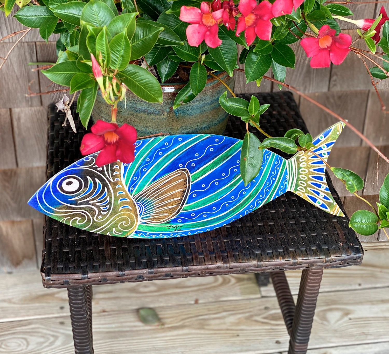 Blue Fish Wood Wall Art – Stephanie Kiker Designs
