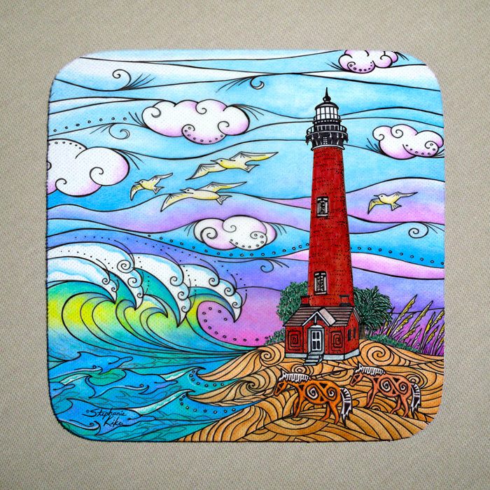Corolla Waves Lighthouse Coaster