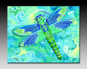 Green Dragonfly Ceramic Tile