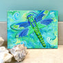 Green Dragonfly Ceramic Tile