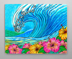 Hibiscus Wave Aluminum Wall Art
