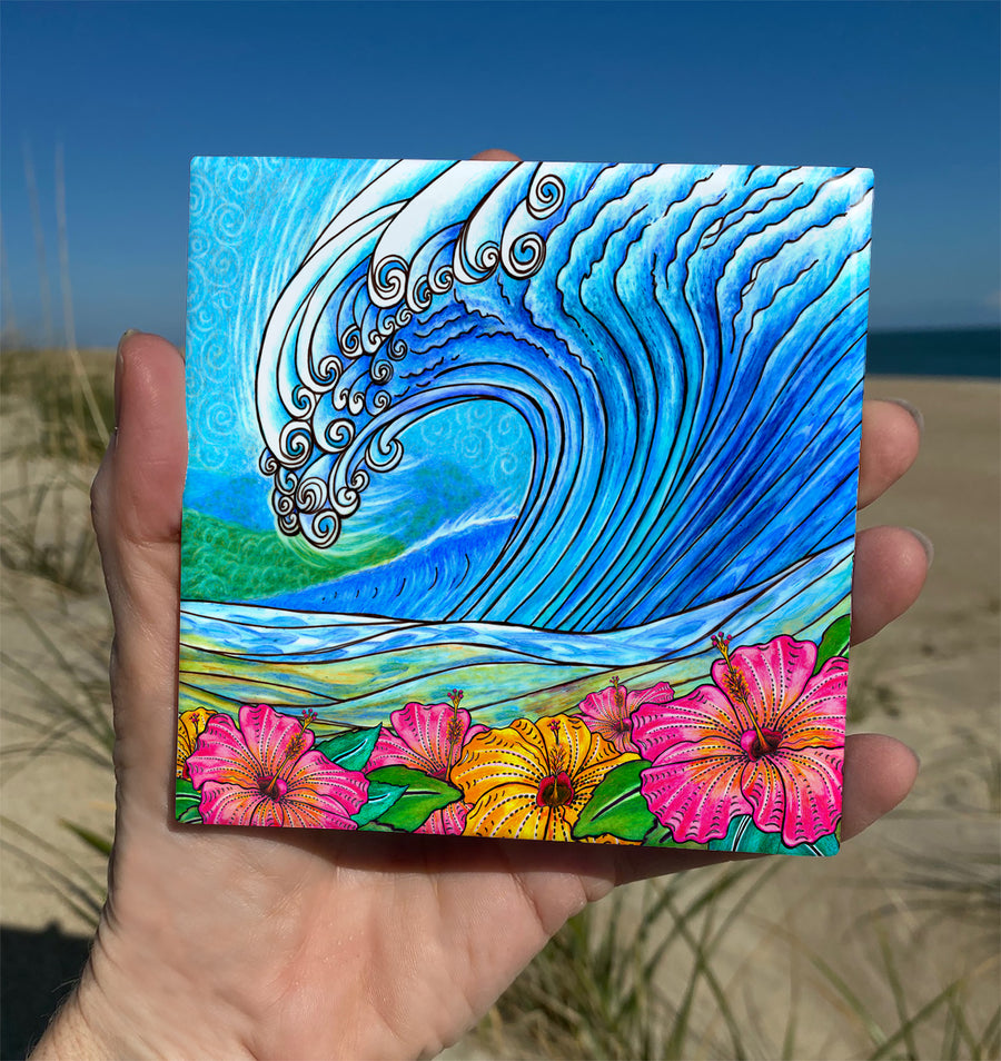 Hibiscus Wave Ceramic Tile