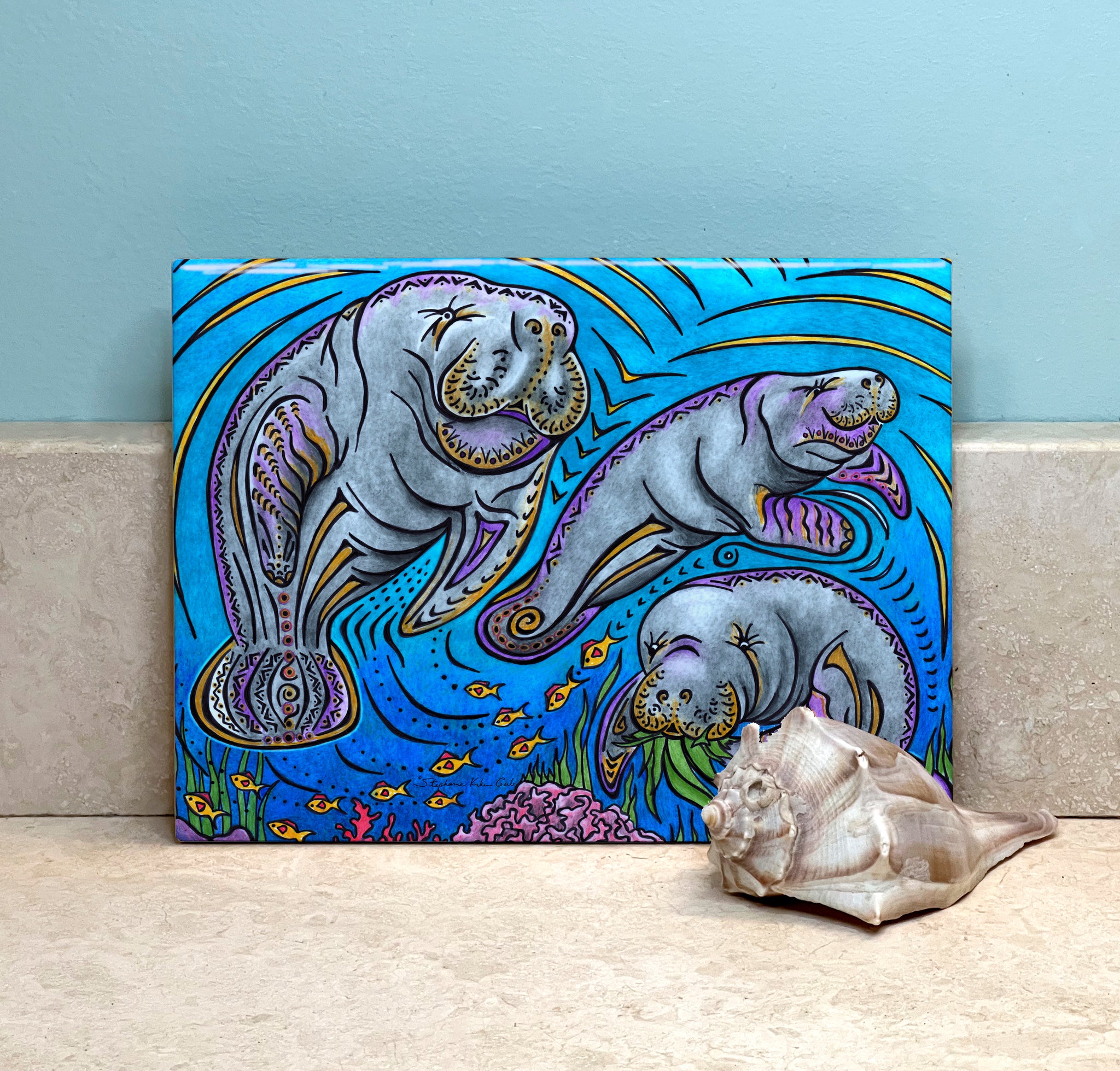 Manatee Tile Manatees Ceramic Tile Wall Art and Backsplash Tiles by Outer Banks NC ...