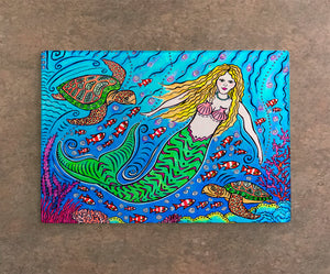Mermaid and Turtles Cutting Board