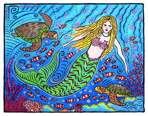 Mermaid and Turtles Print