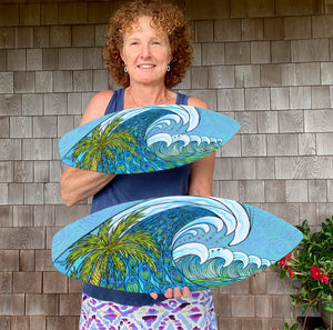 Palm Trees and Waves Surfboard Wall Art