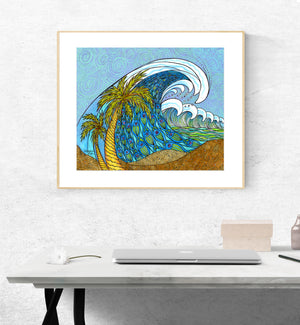 Palm Trees and Waves Print