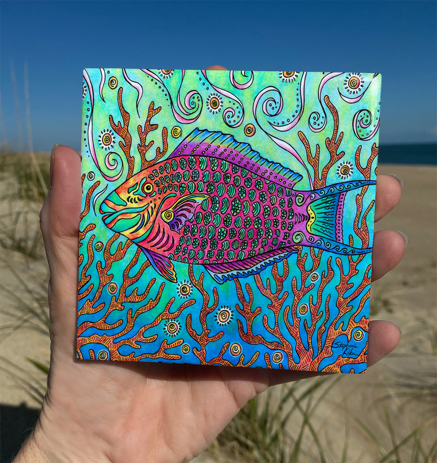 Parrot Fish Ceramic Tile